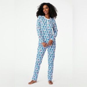 Roller Rabbit Dallas Blue and White Pajama Set Rare!